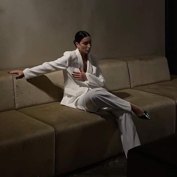 ZARA * BLAZER WHITE Size L tuxedo - Picture 8 of 16